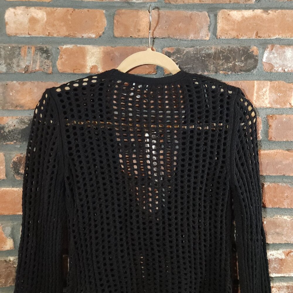 NWT Ecote Joleen Open-Knit Tie-waist Flyaway Cardigan in Black Boho Women's S - Picture 9 of 10
